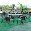 Garden Furniture Set Outdoor 4/6 Seats Rectangle Table Chairs with Parasol Hole