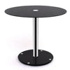 Round Dining Table and with 2/4 PU Leather Chairs Set Black Glass Designer Home