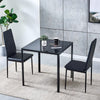 75cm Square Glass Dining Table 2/4 Padded Chair PU Leather Home Dining Furniture