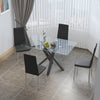 Clear Glass Dining Set Kitchen Table 2 4 6 Chairs Faux Leather Upholstered Seat
