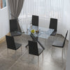 Clear Glass Dining Set Kitchen Table 2 4 6 Chairs Faux Leather Upholstered Seat