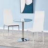 Clear Glass Dining Table and 2/4 White Chairs Set Dining Room Dinette Restaurant