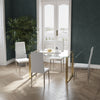 Rectangular Glass Dining Room Set with PU Chairs Kitchen Table and Chairs Set