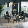Rectangular Glass Dining Room Set with PU Chairs Kitchen Table and Chairs Set