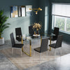 Rectangular Glass Dining Room Set with PU Chairs Kitchen Table and Chairs Set