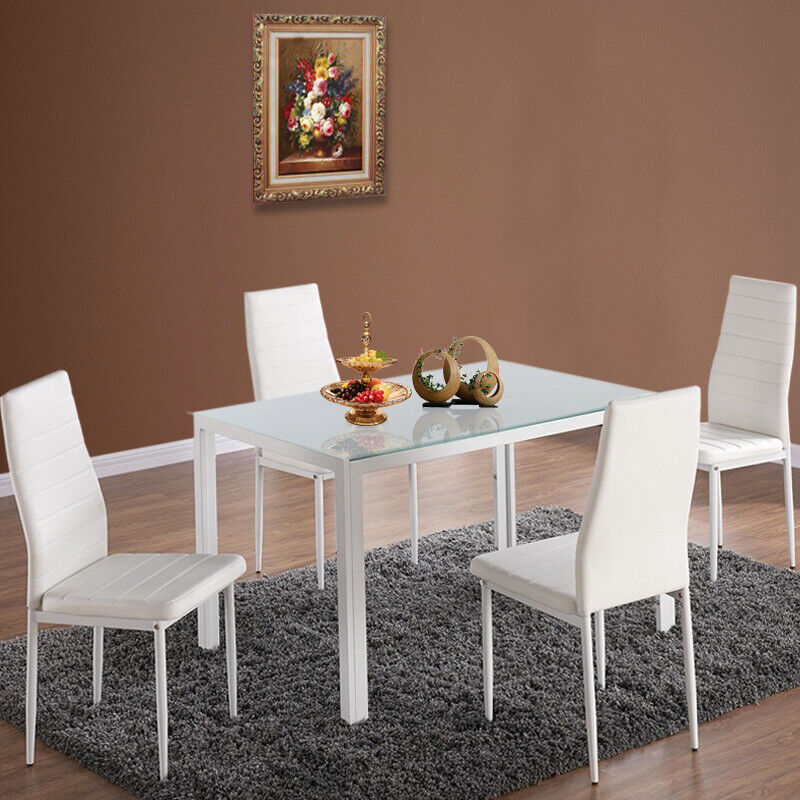 Kitchen Dining Room Table Chair Option Glass 120/140cm Dinner Party PU Chairs