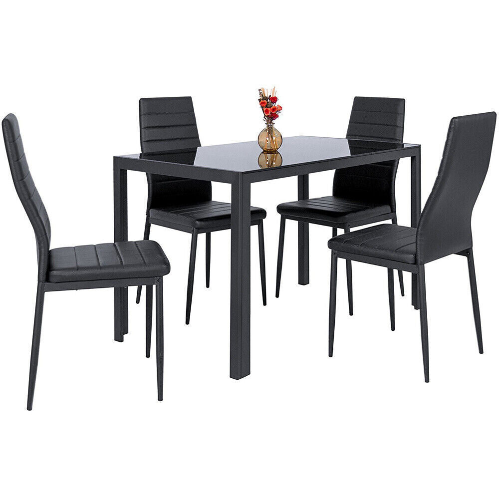 Kitchen Dining Room Table Chair Option Glass 120/140cm Dinner Party PU Chairs