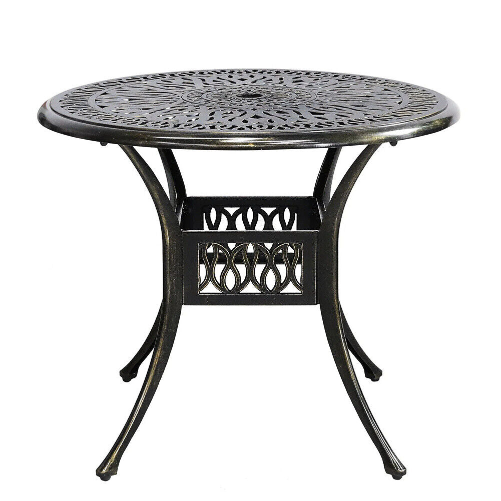 Aluminium Cafe Bistro Set Garden Furniture Table & Chair Patio Cast Black White