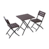 Square Garden Plastic Patio Dining Table & Folding Chairs Outdoor Furniture Set