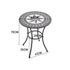 3pc Mosaic Tile Garden Bistro Set Outdoor Round Side Table with 2 Folding Chairs