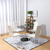 Glass Dining Table Pedestal Round Black 2/4Pcs PU Leather Padded Kitchen Chairs