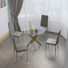 Hotel 90cm Pedestal Dining Table Family Feasts 2/4/6 PU Leather Kitchen Chairs