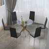 Hotel 90cm Pedestal Dining Table Family Feasts 2/4/6 PU Leather Kitchen Chairs