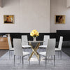 Hotel 90cm Pedestal Dining Table Family Feasts 2/4/6 PU Leather Kitchen Chairs