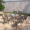 Outdoor Garden Round Brown Bistro Coffee Table Glass Top Stacking/Foldable Chair