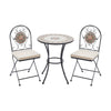 3pc Mosaic Tile Garden Bistro Set Outdoor Round Side Table with 2 Folding Chairs