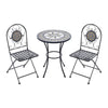 3pc Mosaic Tile Garden Bistro Set Outdoor Round Side Table with 2 Folding Chairs