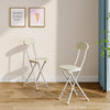 Foldable Table Chairs Set Bistro Dining Wood Workbench with X Shape Metal Legs