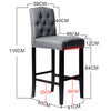 Linen Fabric Bar Stool Chair High Stools Breakfast Counter Padded Seat Wood Legs
