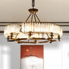 Vintage Round Crystal Chandelier Industrial Ceiling Chandelier Flush Mount Light