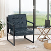 Modern Faux Leather Accent Chair Button-Tufted Design 110° Recline & Metal Frame