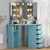 Corner Dressing Table with LED Lights Vanity Makeup Desk with Mirror & 5 Drawers