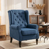 Retro Accent Chair Wingback Armchair with Wood Frame for Living Room Dark Grey