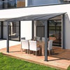Aluminium Lean-To Gazebo, Wall-Mounted Hardtop Roof Pergola for Garden & Patio