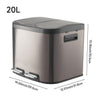 2 Compartment Stainless Steel Large Recycling Recycle Pedal Bin Waste 20L/30L