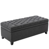 Upholstered Flip Foot Rest Storage Ottoman Window Seat End Stool PU/Velvet/Linen