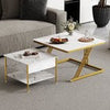 Set of 2 Nesting Coffee Tables Round Stacking Sofa Side Tables for Living Room