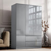 High Gloss 3 Door 2 Drawers Wardrobe With Shelves Storage Bedroom Furniture