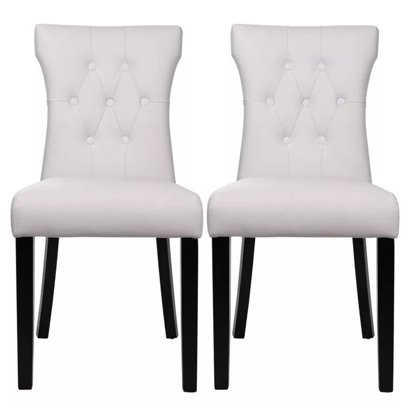2/4Pcs Upholstered Dining Chair High Back Padded Seat with Door Knocker Kitchen