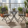 3 Piece Rattan Bistro Dining Set Outdoor Garden Balcony Folding Table Chair