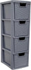 4 Tier Drawer Medium Rattan Effect Storage Unit Drawers Office Organizer Tower
