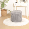 Ottoman Storage Stool Ribbed Round Pouffe Seat 3-in-1 Compact Chair Footstool