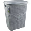 65 Liters Large Laundry Basket & Lid Washing Clothes Hamper Bin Knit Style New