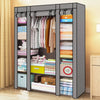 PRACTICAL FABRIC CANVAS WARDROBE HANGING RAIL SHELVING CLOTHES STORAGE CUPBOARD