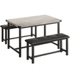 Dining Set for 4 Wood Top Table and 2 PU Leather Upholstered Bench Small Kitchen