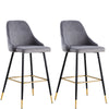 Pair of Bar Stools Kitchen Breakfast Velvet Padded Bar Chair with Metal Legs