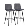 Set of 2 Velvet Chairs High Back Bar Stools Footrest Backrest Metal Legs Pub