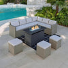 Rattan Corner Garden Set Outdoor Dining With Fire Pit Table Footstools Patio Set
