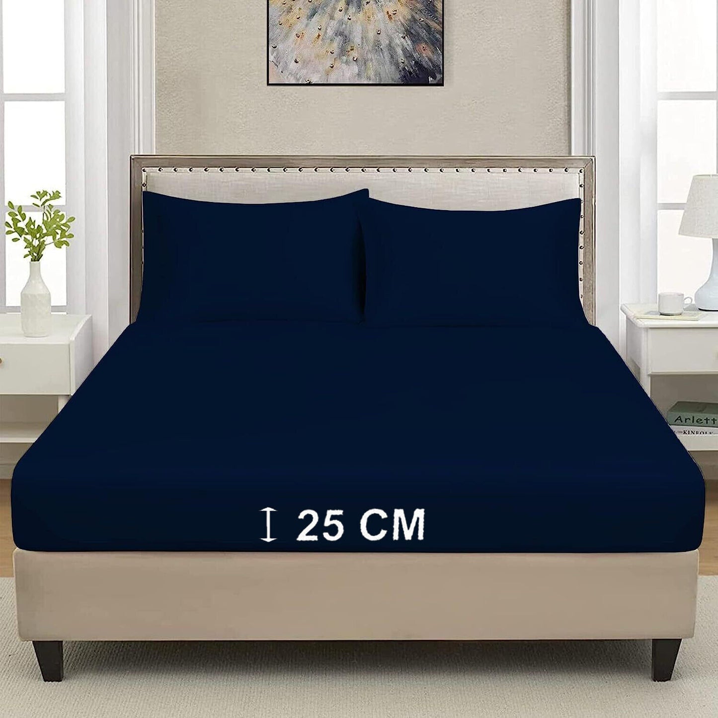Extra Deep 25cm Fitted Sheet 100% Poly Cotton Single Double King Size Bed Sheets