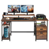 Home Office Computer Desk with Monitor Stand 2 Drawer Storage Shelves LED Lights