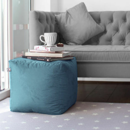 luxury velvet cube foot stool rest seat soft pouffe rucomfy beanbags