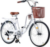 24/26inch Wheels Adult City Bike Vintage Women Bicycle 7 Speed lady Cycle Basket