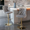 Velvet Swivel Bar Stools Set of 2 Swivel Kitchen Barstools Bar Chairs Grey Black