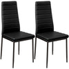 Glass Top Dining Table and Chairs 2 4 6 Set Dining Room PU Black Chair Kitchen