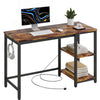 Computer Desk Study Table with 2/4 Tier Bookshelf and Power Outlet Laptop Table