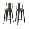 Solid Elm Wood Bar Table Stool Set Backed Barstool Industrial Kitchen Dining Kit